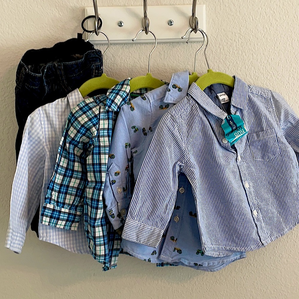 Baby boy (12 mth) long slv pack (4 shirts+1 jean)